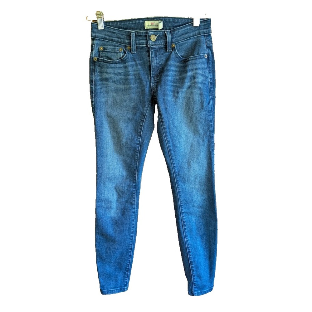 Vineyard Vines Jeans Womens 00 Blue Skinny Fit Ankle Whiskered Stretch Denim
